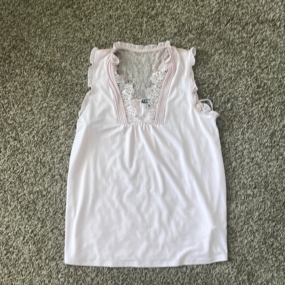 Tie front lace tank top